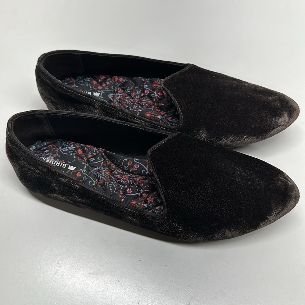 Birdies The Heron Loafer Flats Slip On Shoes Velvet Charcoal Gray Grey Size 10.5